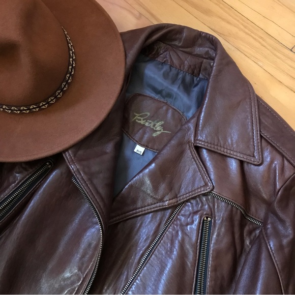Iconic Bentley motorcycle genuine oversize leather jacket in brown - Picture 4 of 14